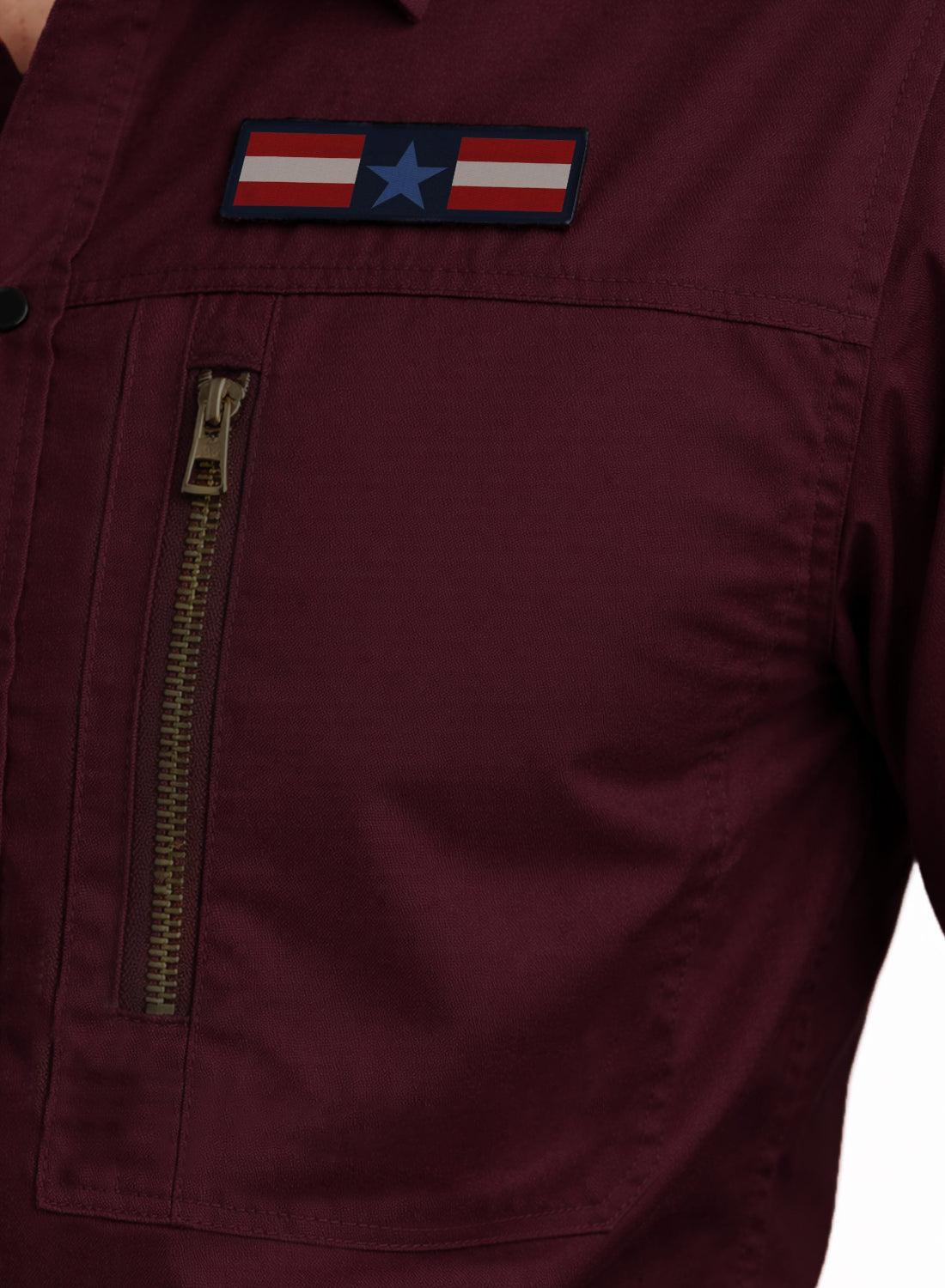 Men Solid Maroon Cargo Shirt