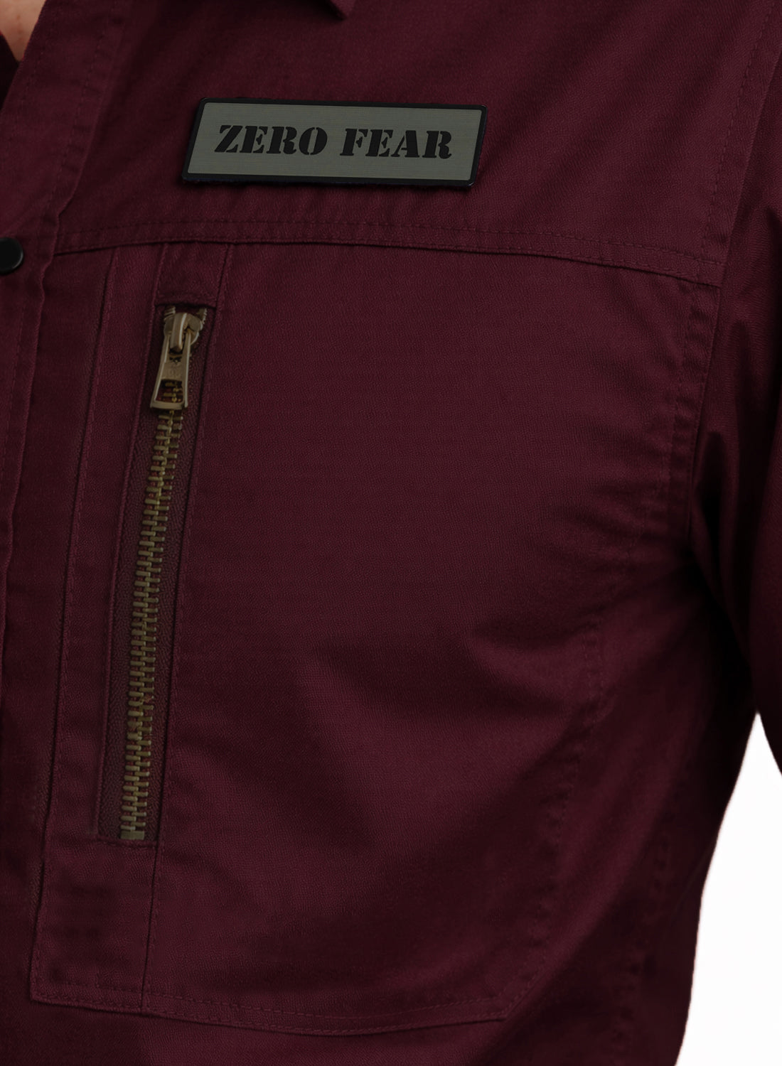 Men Solid Maroon Cargo Shirt