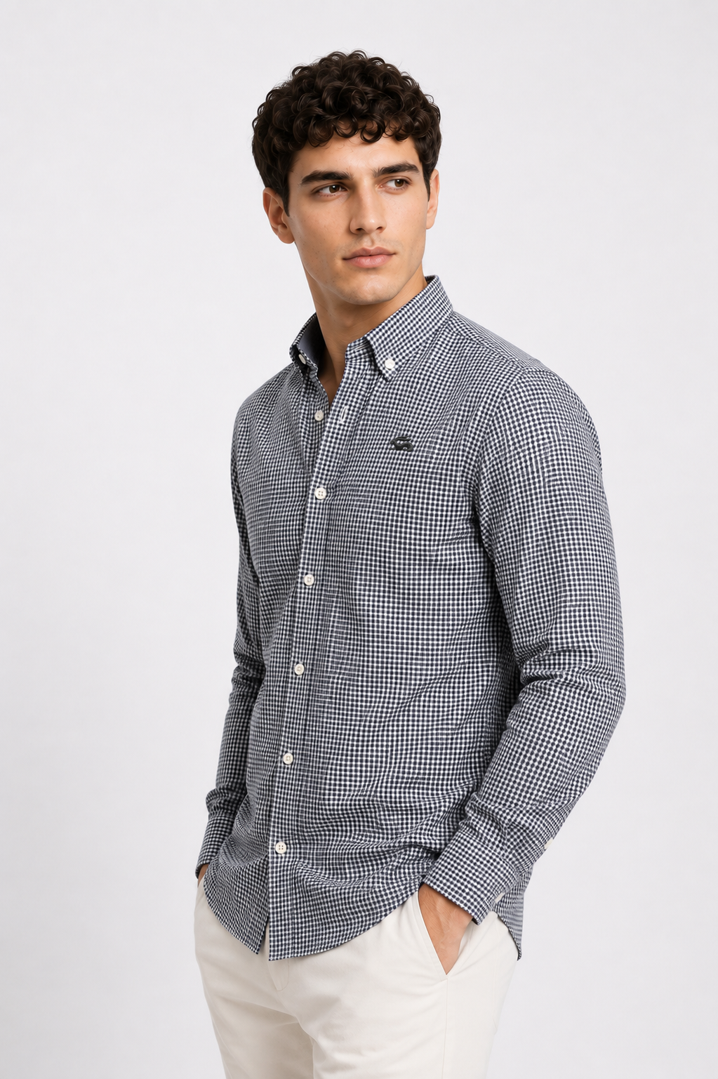 Men Black Mini Check Shirt