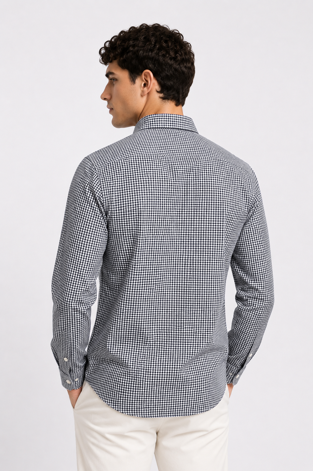 Men Black Mini Check Shirt