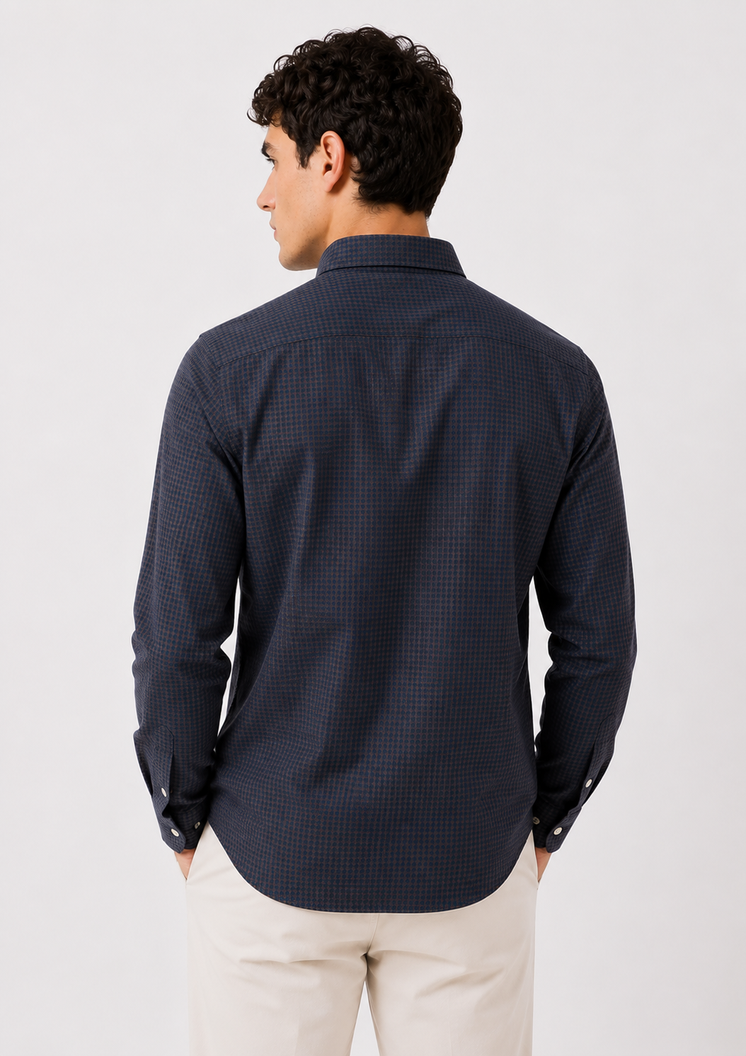 Men Green Mini Check Shirt