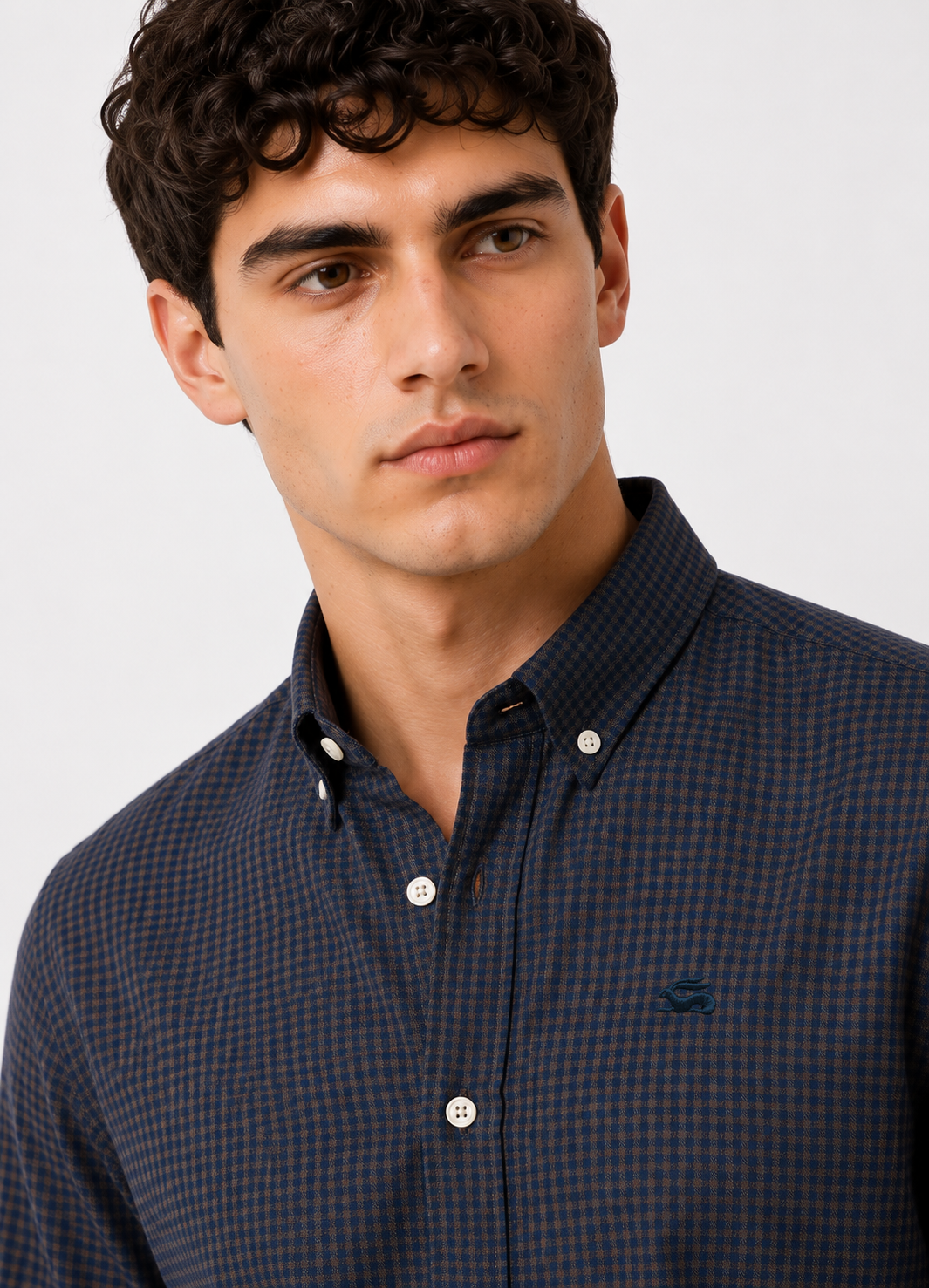 Men Green Mini Check Shirt