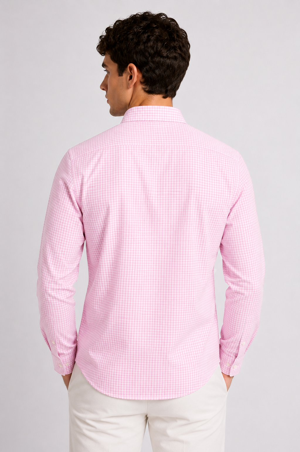 Men Pink Mini Check Shirt