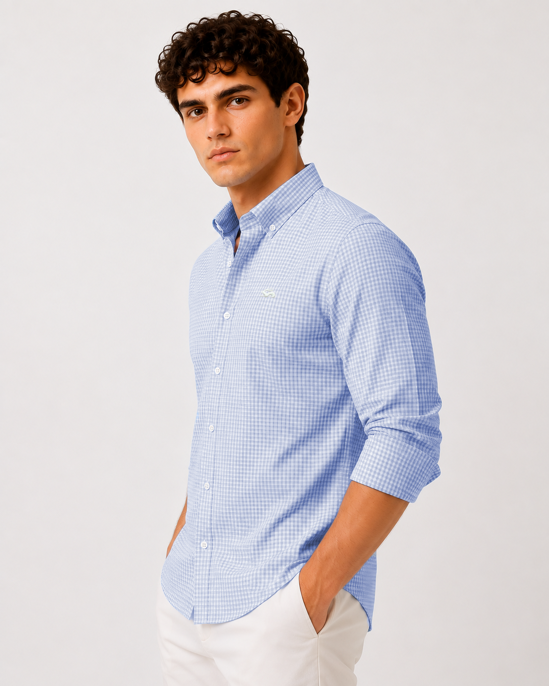 Men Blue Mini Check Shirt