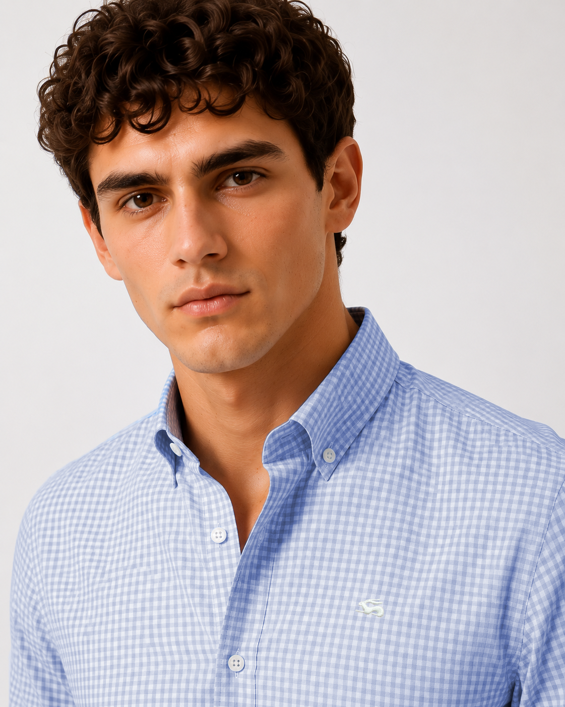 Men Blue Mini Check Shirt