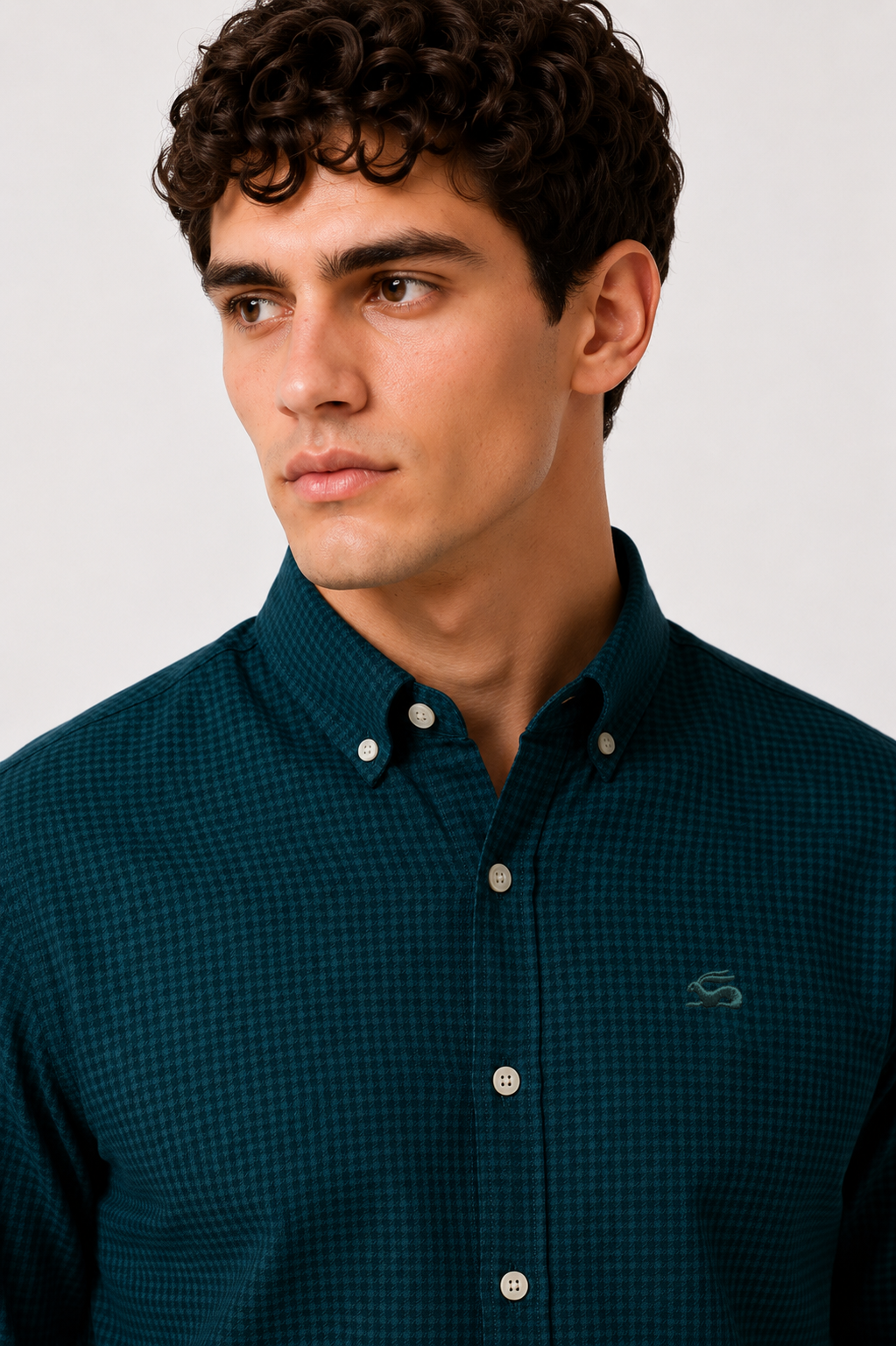 Men Teal Oxford Cotton Casual Shirt