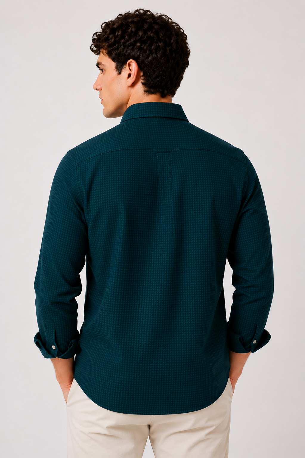 Men Teal Oxford Cotton Casual Shirt