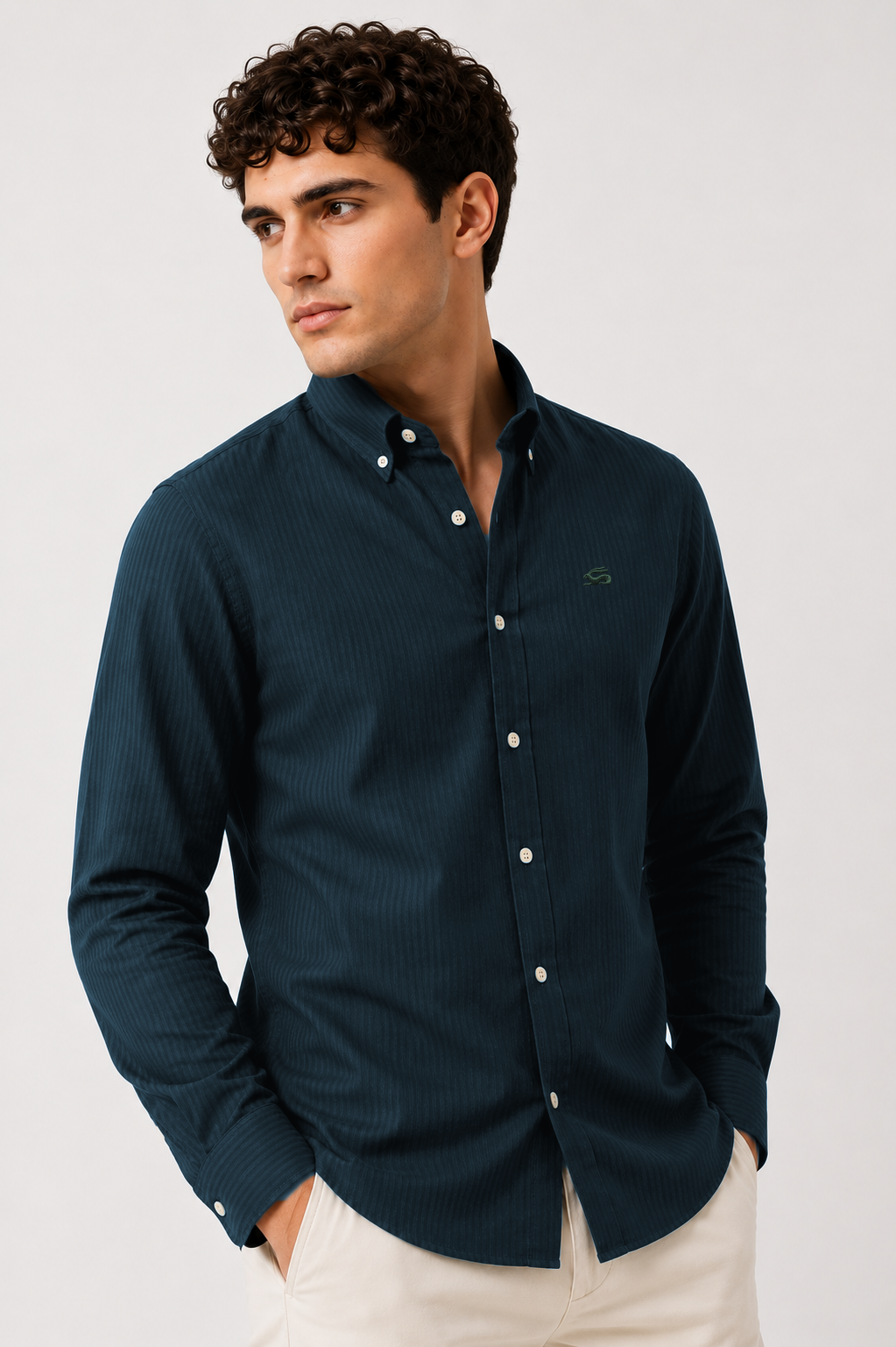 Men Teal Oxford Cotton Casual Shirt