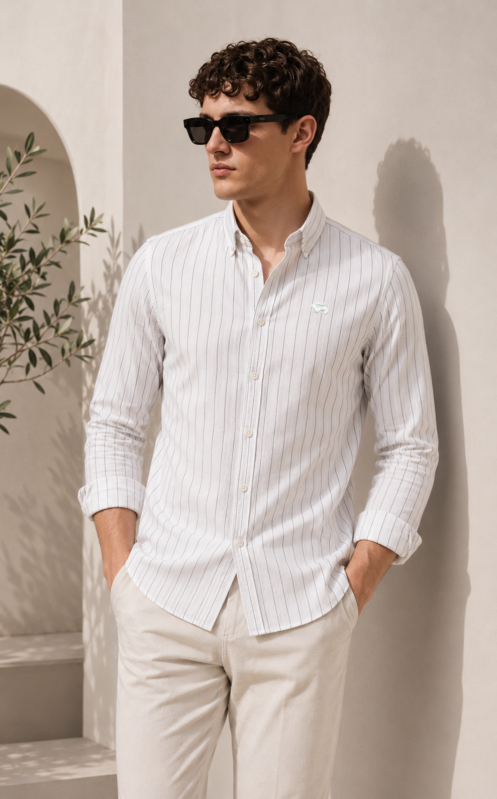 Men White Oxford Cotton Casual Shirt