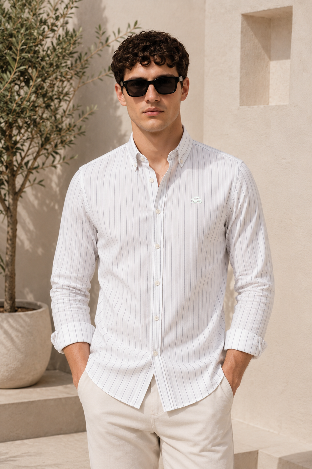 Men White Oxford Cotton Casual Shirt