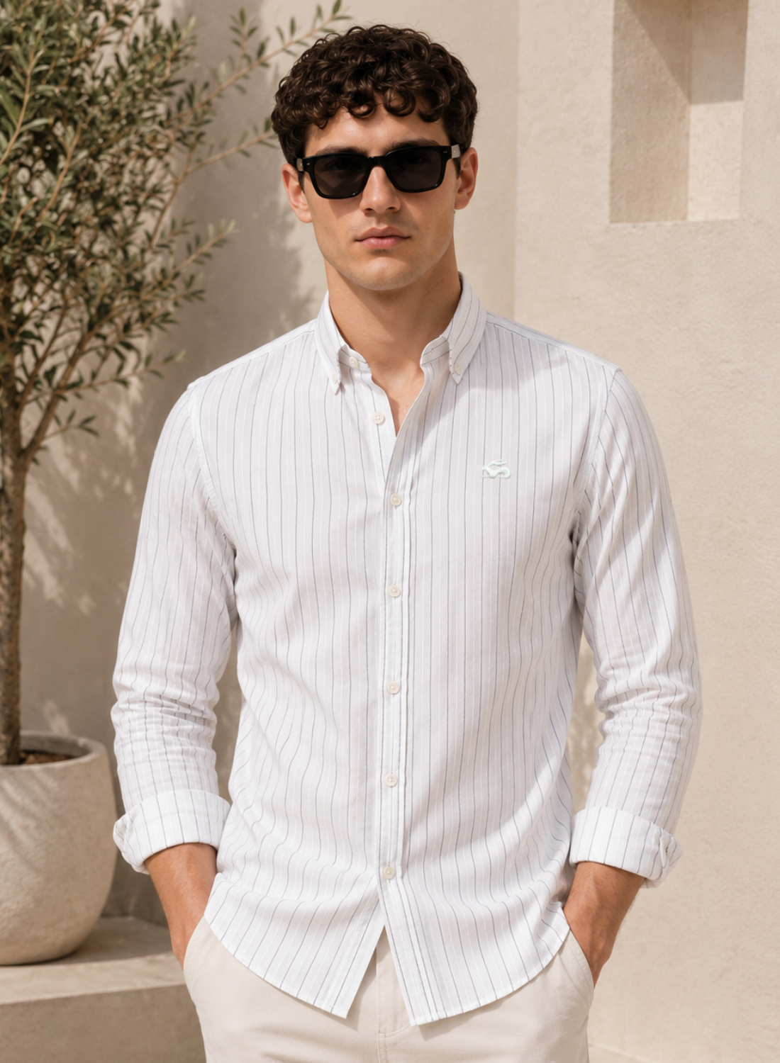 Men White Oxford Cotton Casual Shirt