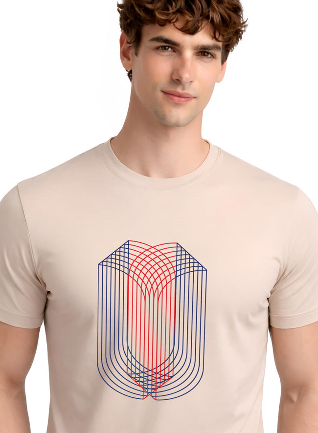 Men Beige Monogram Printed T-Shirt