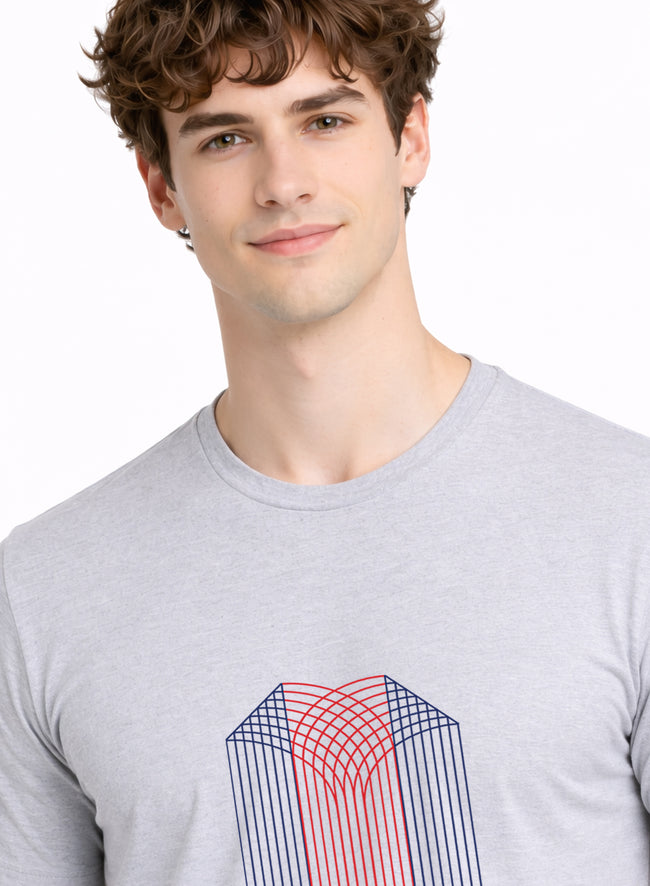 Men Grey Monogram Printed T-Shirt