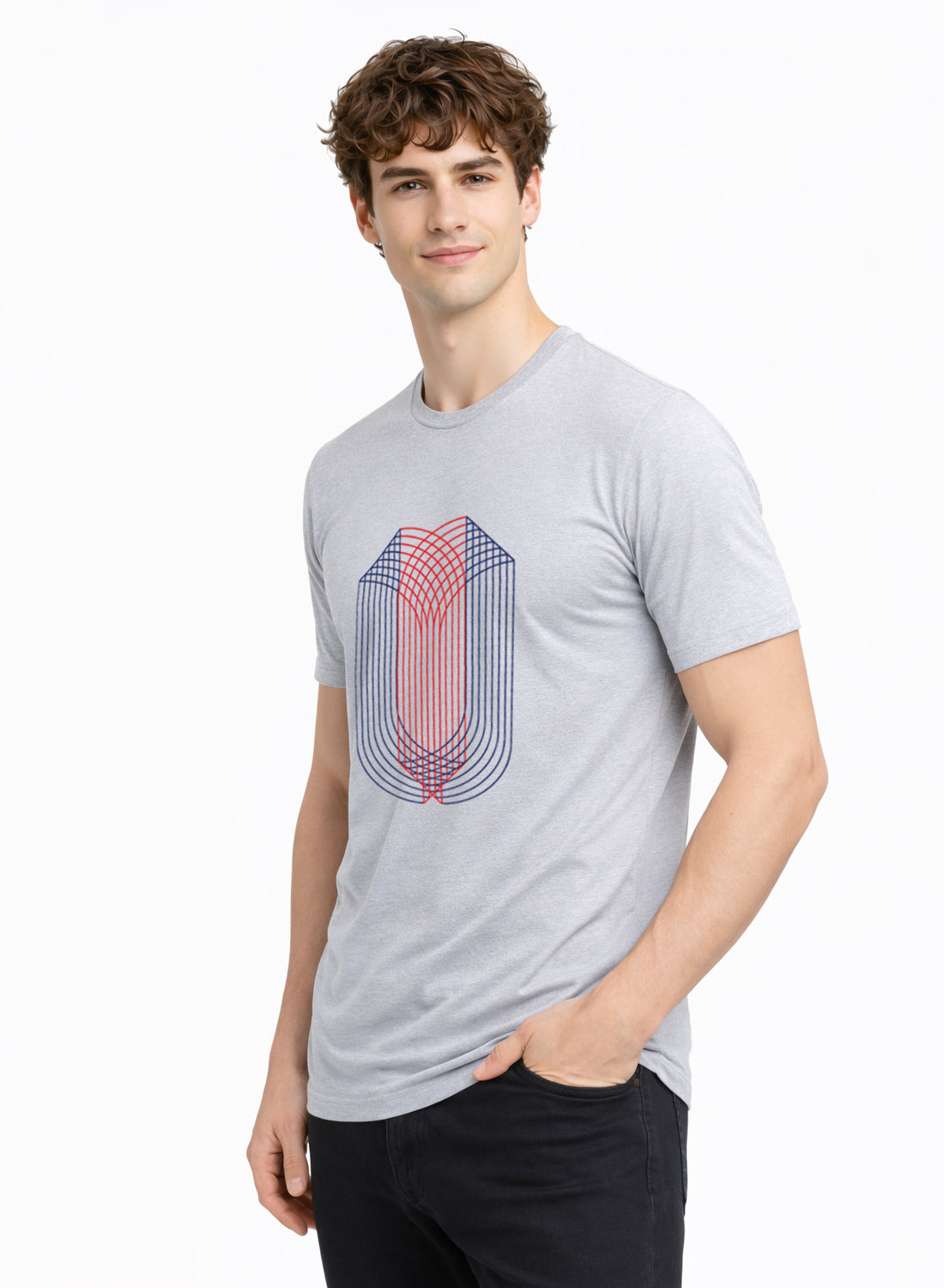 Men Grey Monogram Printed T-Shirt