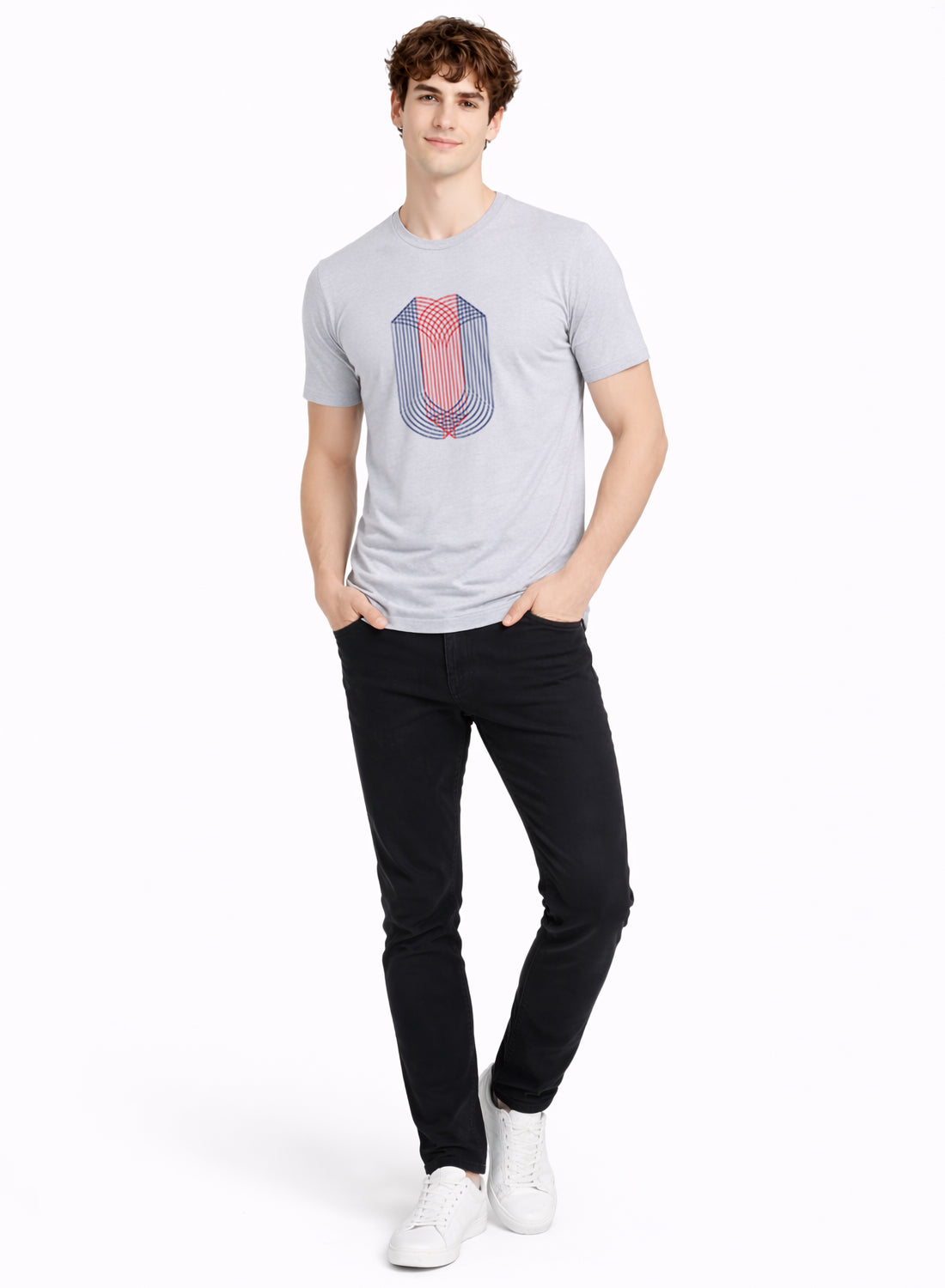 Men Grey Monogram Printed T-Shirt