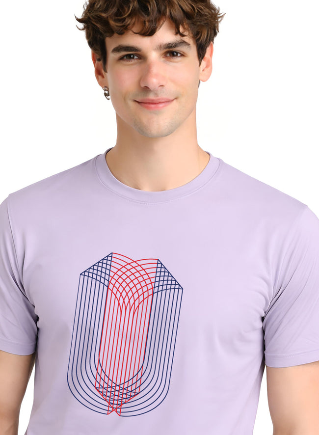 Men Lilac Monogram Printed T-Shirt