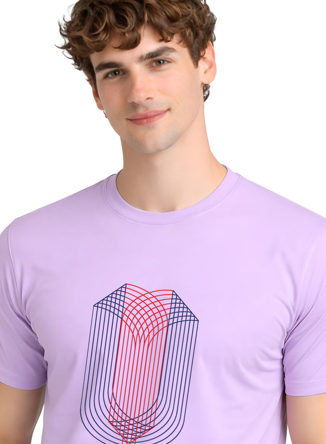 Men Lavender Monogram Printed T-Shirt