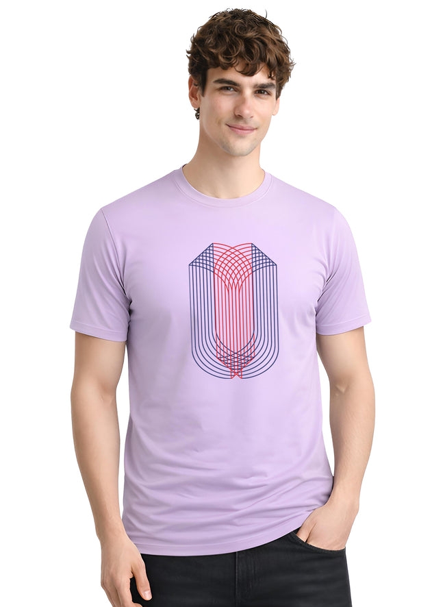 Men Lavender Monogram Printed T-Shirt