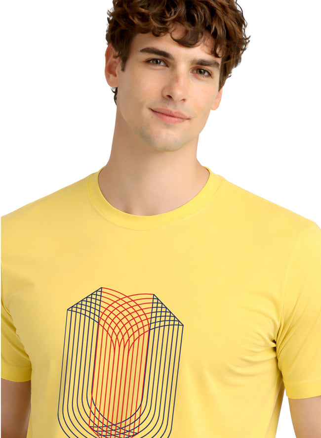 Men Yellow Monogram Printed T-Shirt
