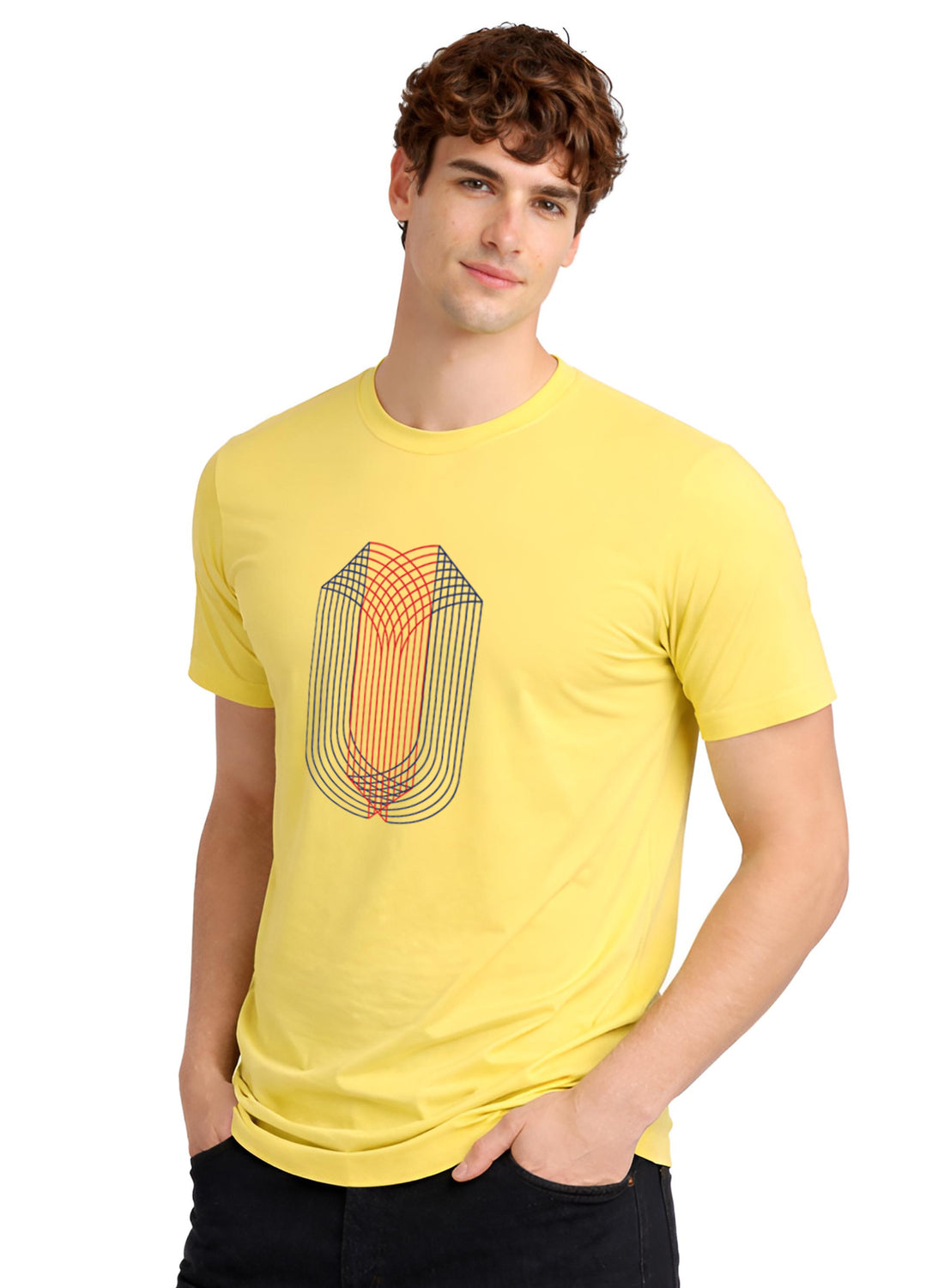 Men Yellow Monogram Printed T-Shirt