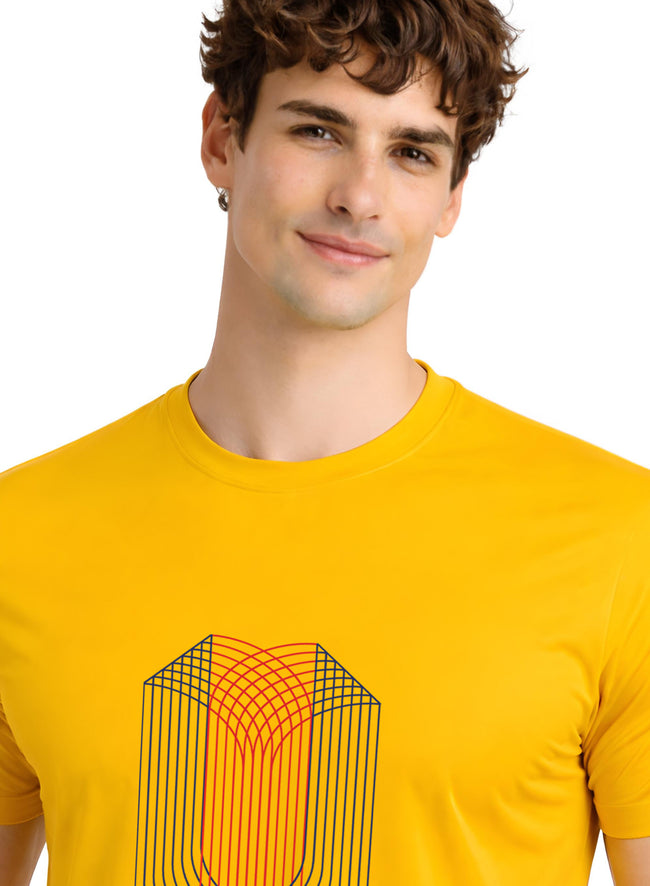Men Mustard Monogram Printed T-Shirt