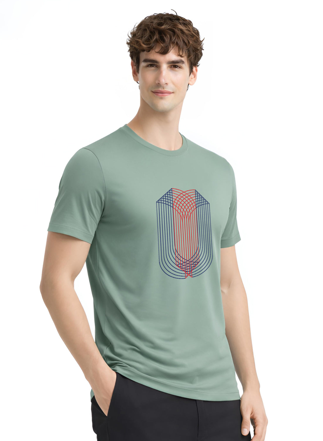 Men Green Monogram Printed T-Shirt
