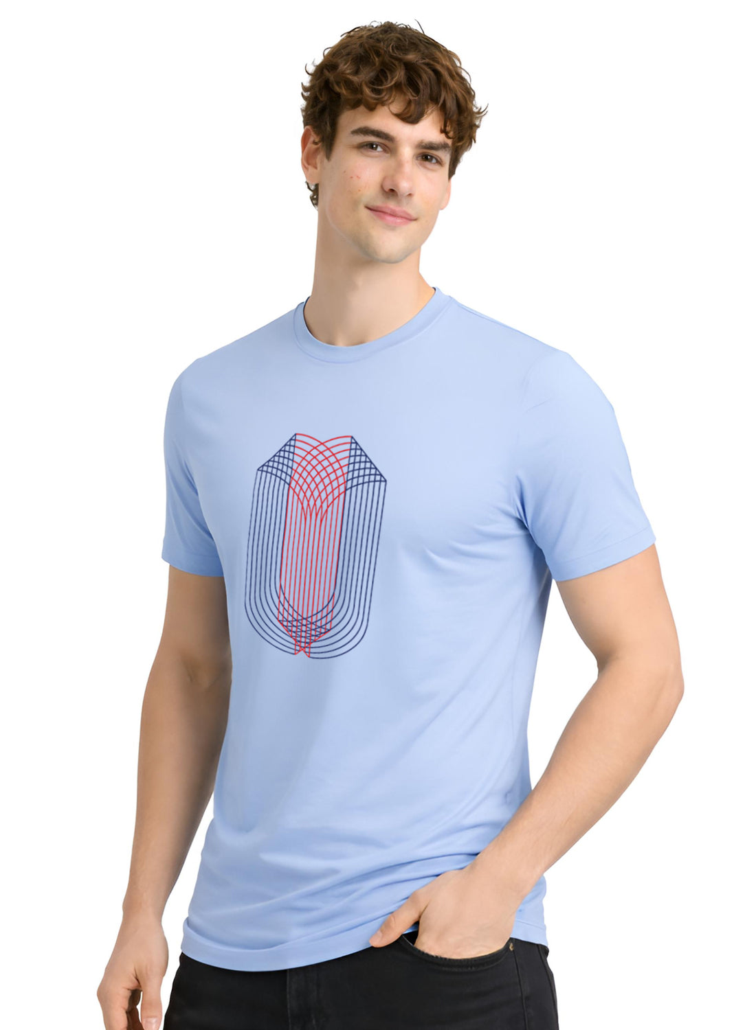 Men Blue Monogram Printed T-Shirt