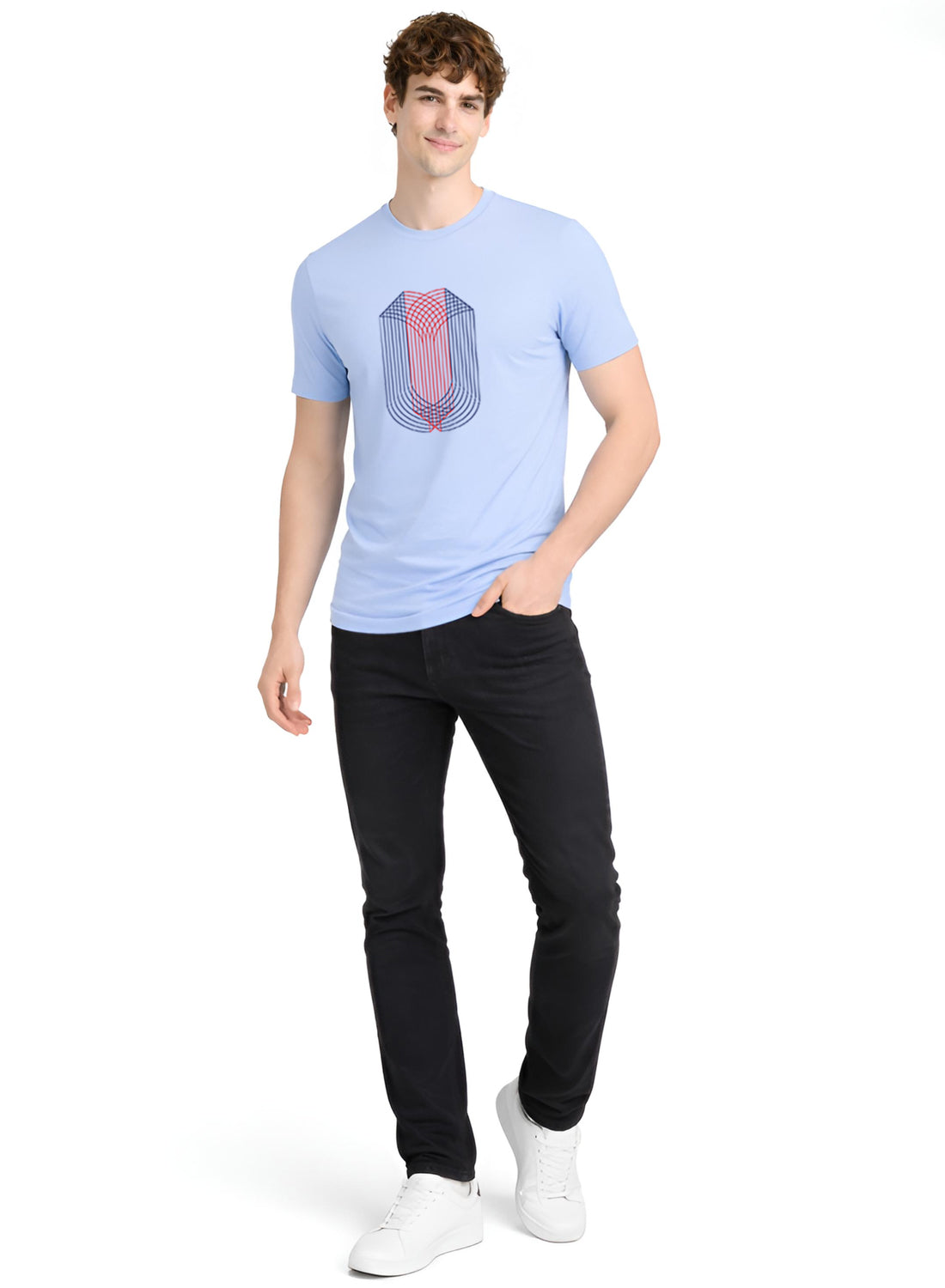Men Blue Monogram Printed T-Shirt