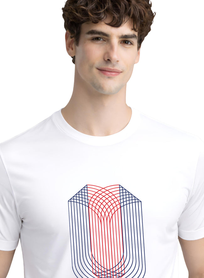 Men White Monogram Printed T-Shirt