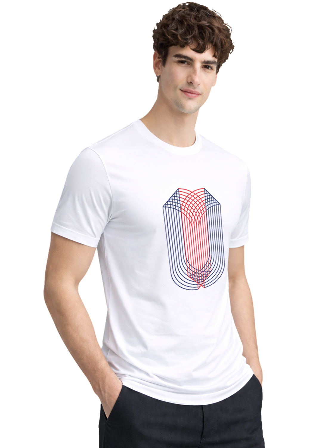 Men White Monogram Printed T-Shirt