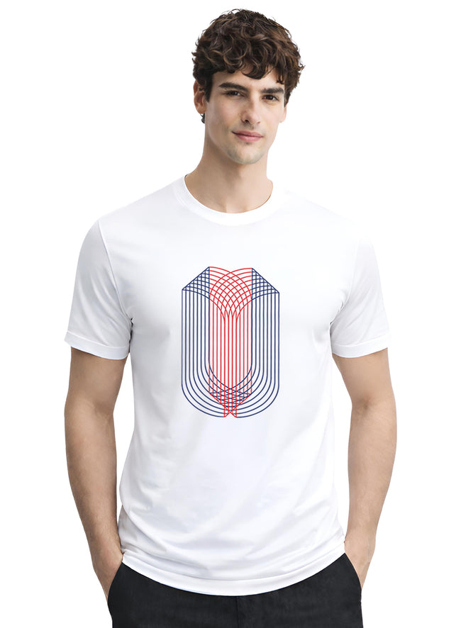 Men White Monogram Printed T-Shirt