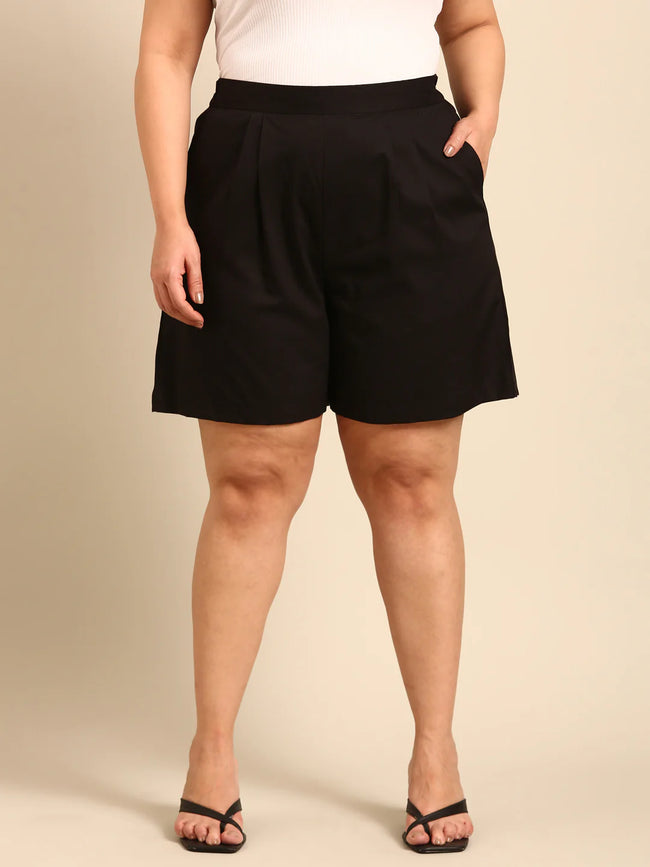 Women Black Basic Shorts