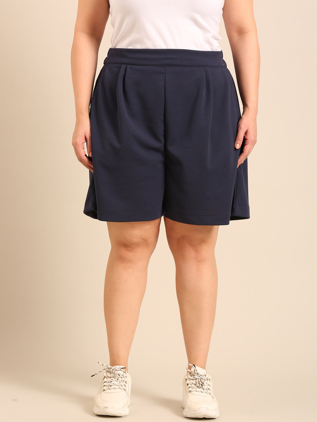 Women Navy  Scuba Crepe Shorts