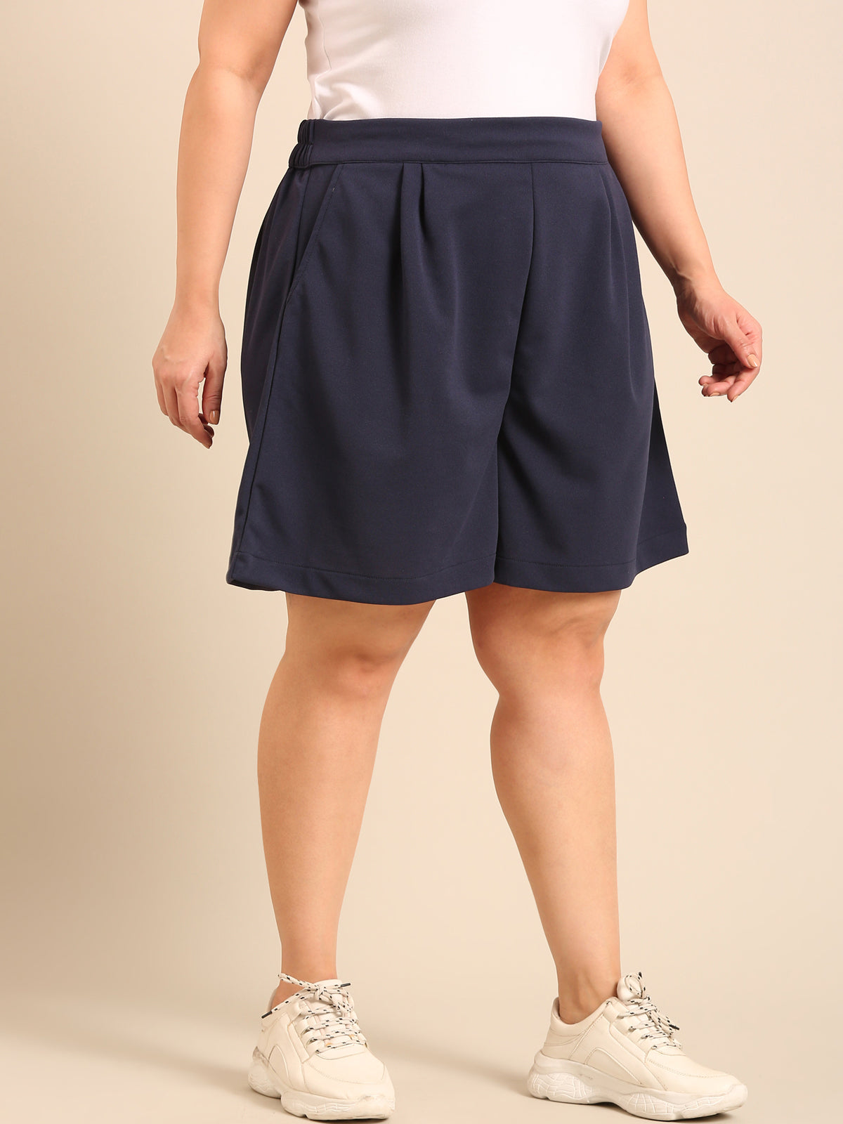 Women Navy  Scuba Crepe Shorts