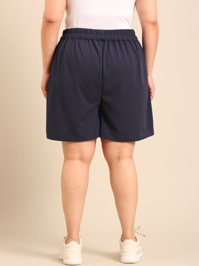 Women Navy  Scuba Crepe Shorts