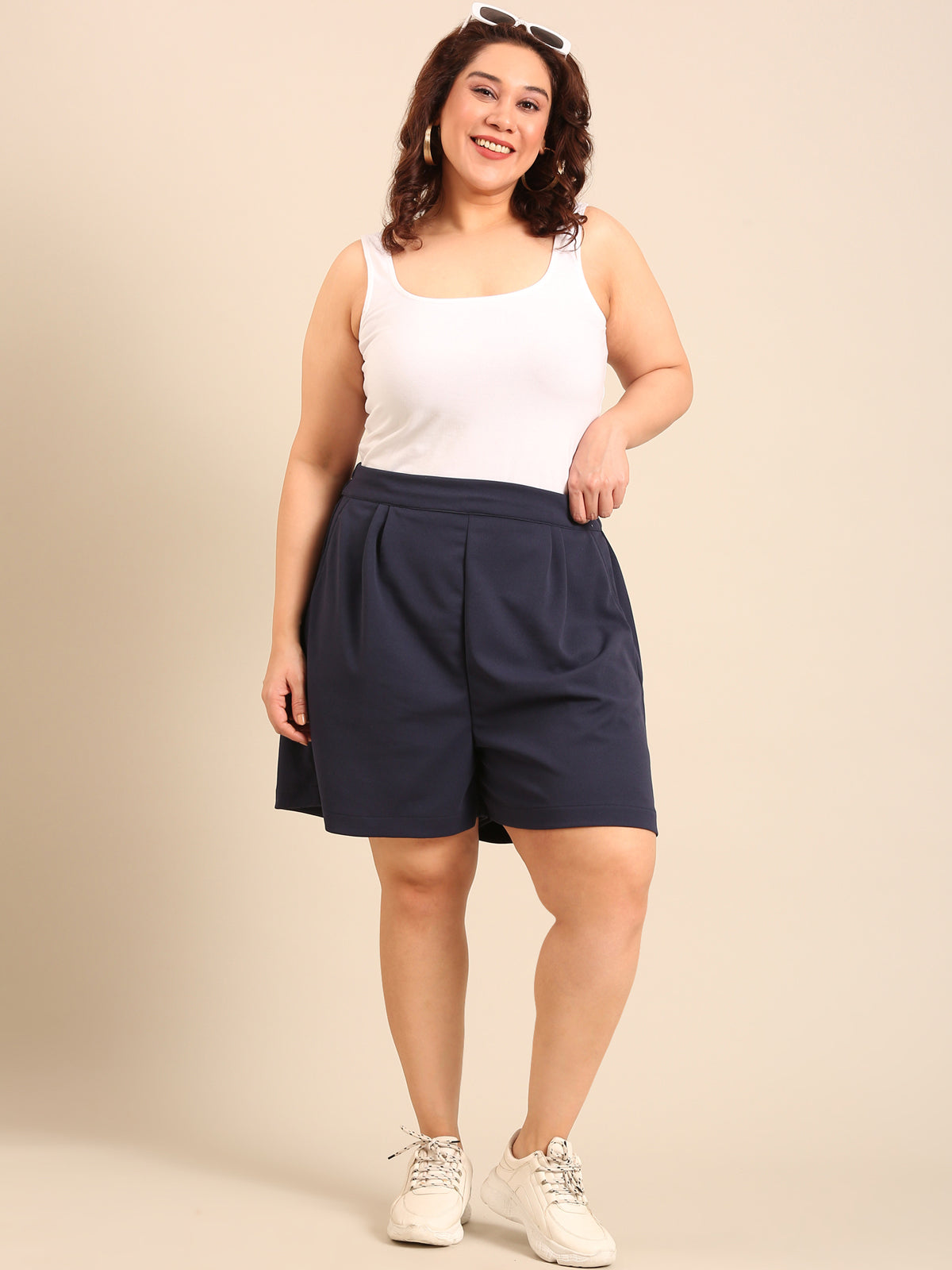 Women Navy  Scuba Crepe Shorts