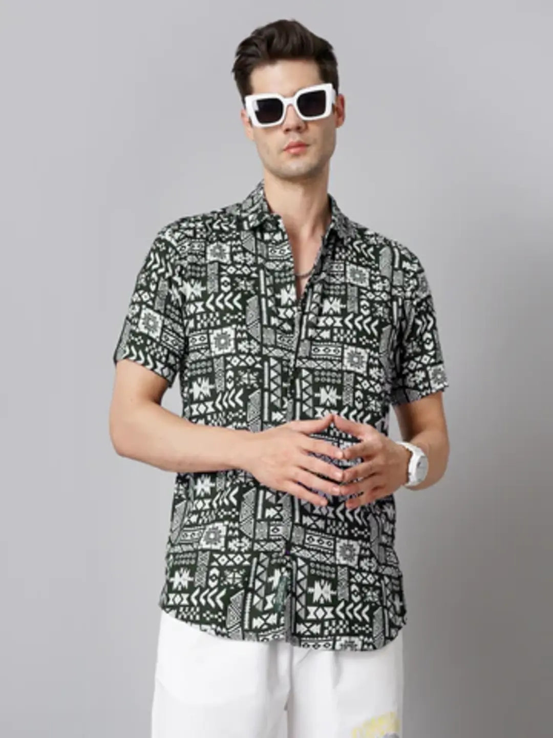 Men Aztec Green Shirt