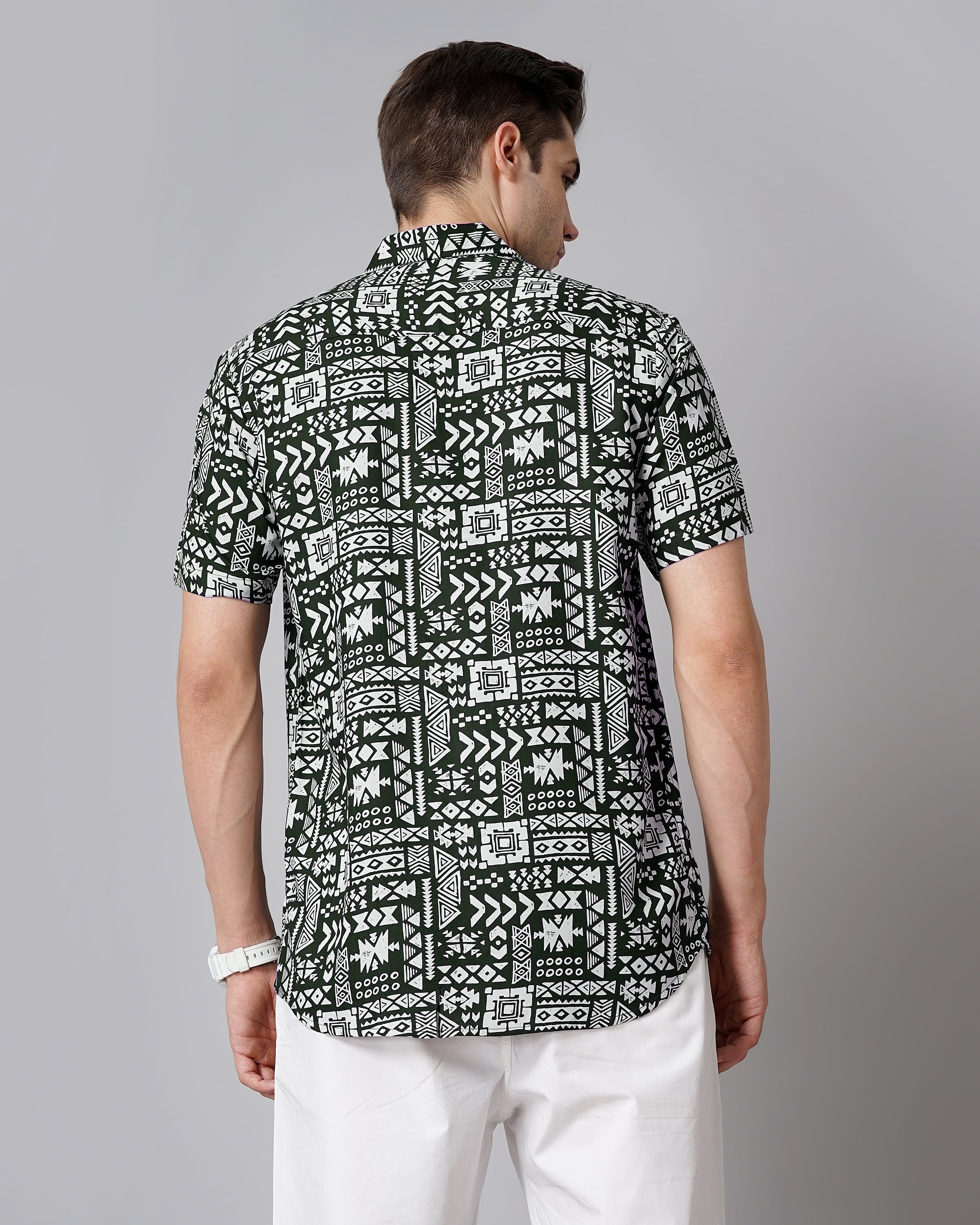 Men Aztec Green Shirt