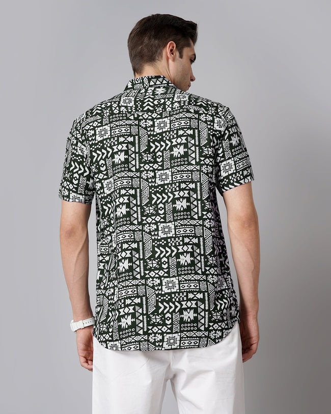 Men Aztec Green Shirt