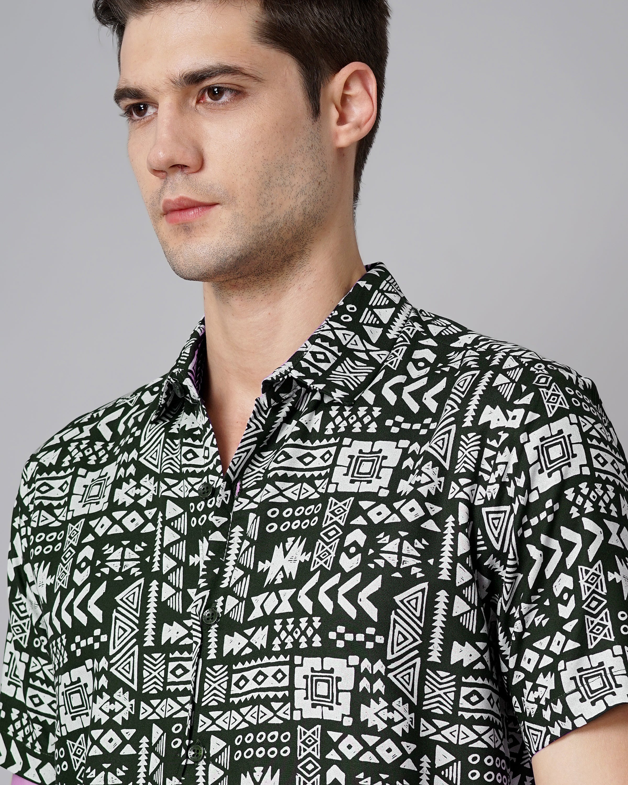 Men Aztec Green Shirt