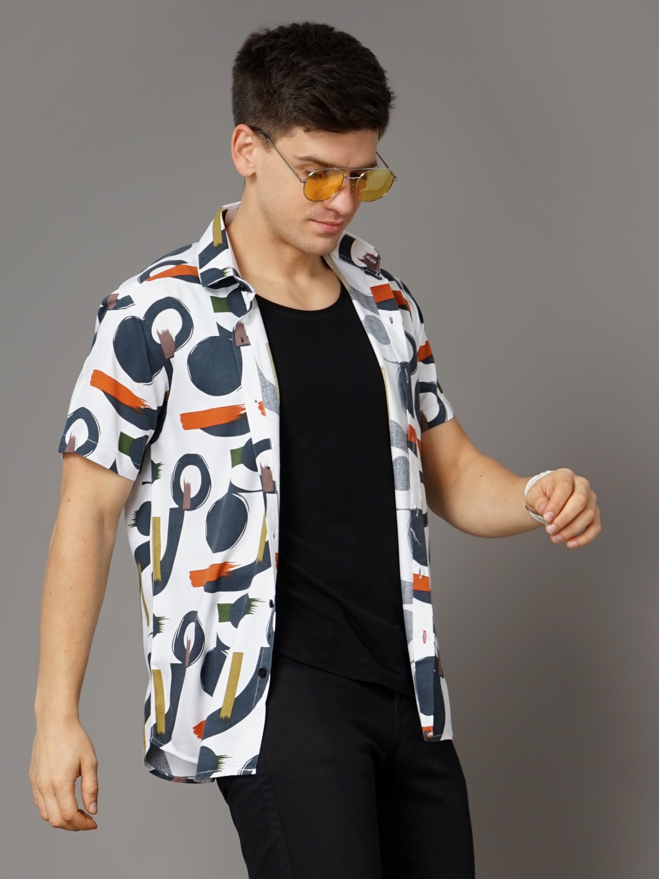 Men Cairo White-Green Shirt
