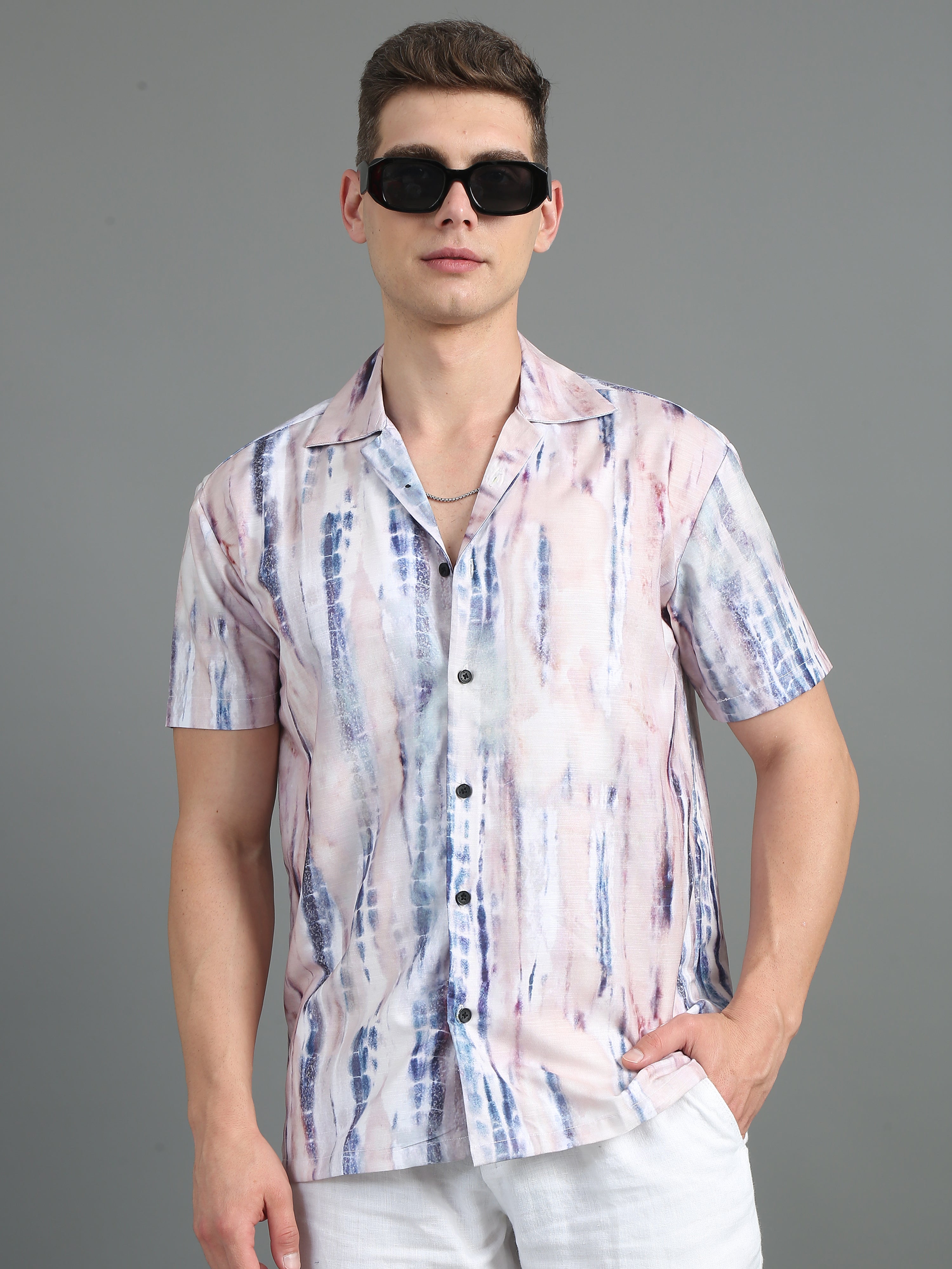 Men Splash Peach Print Shirt