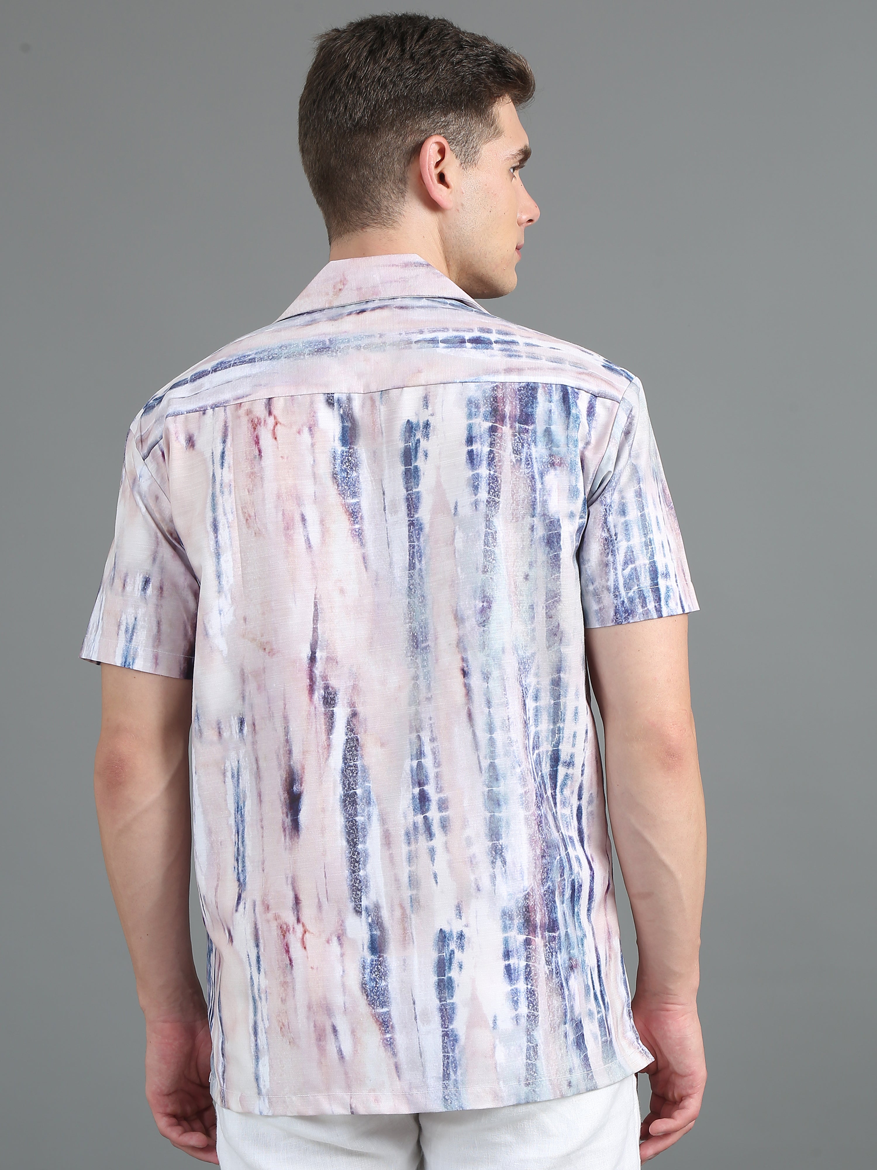 Men Splash Peach Print Shirt