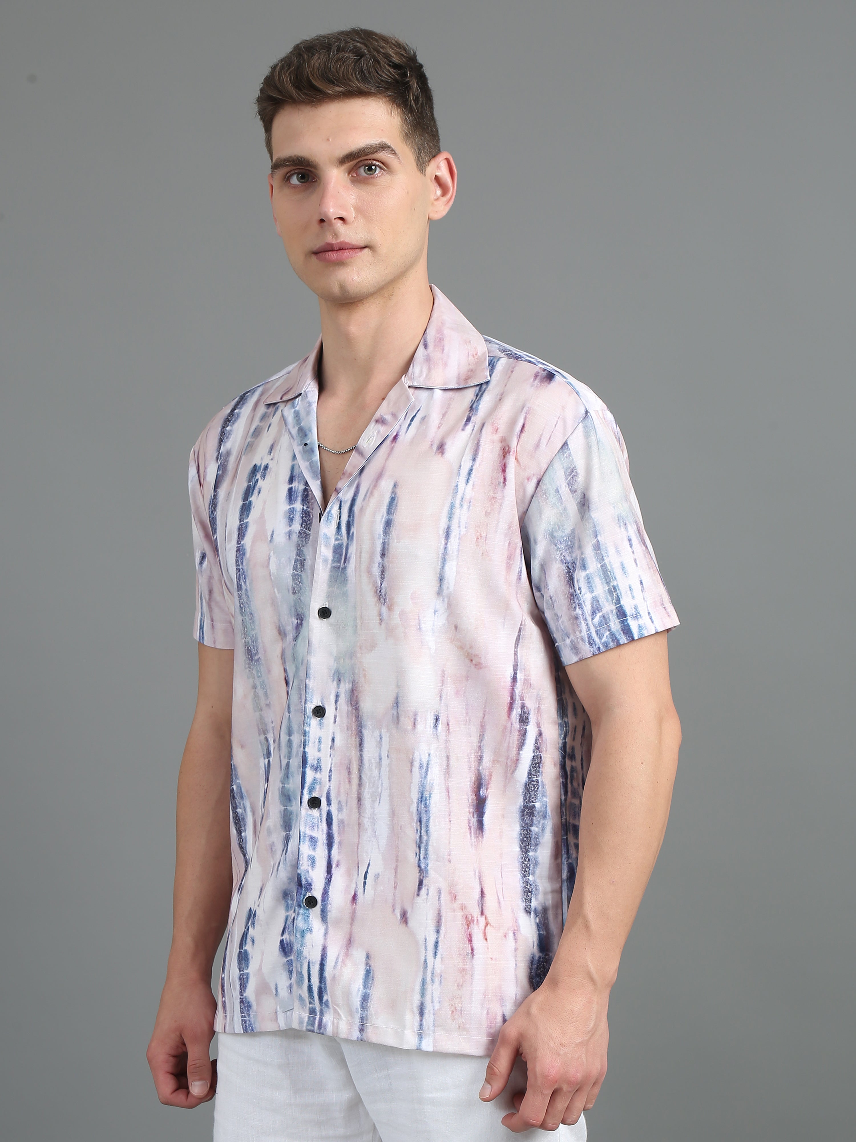 Men Splash Peach Print Shirt