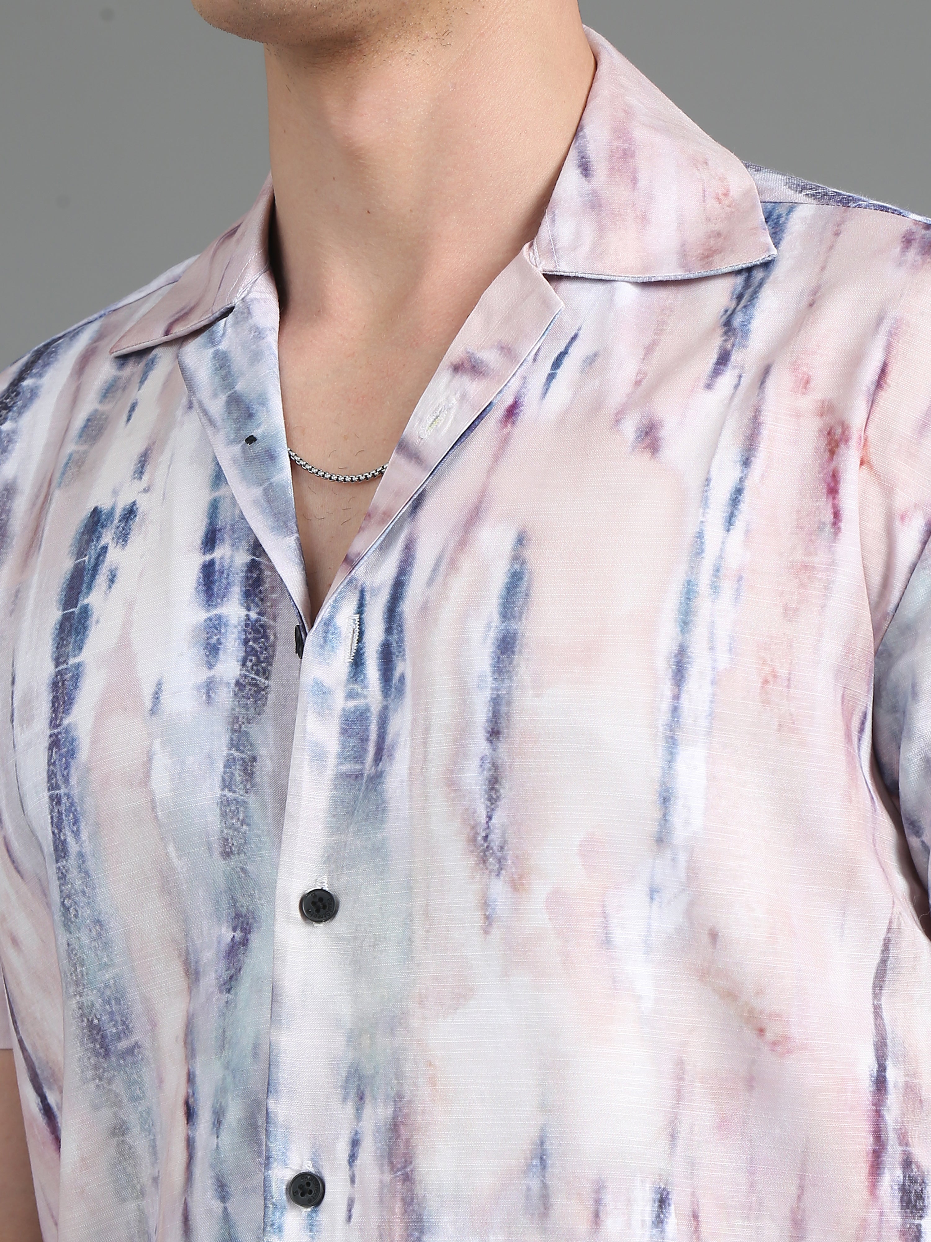 Men Splash Peach Print Shirt