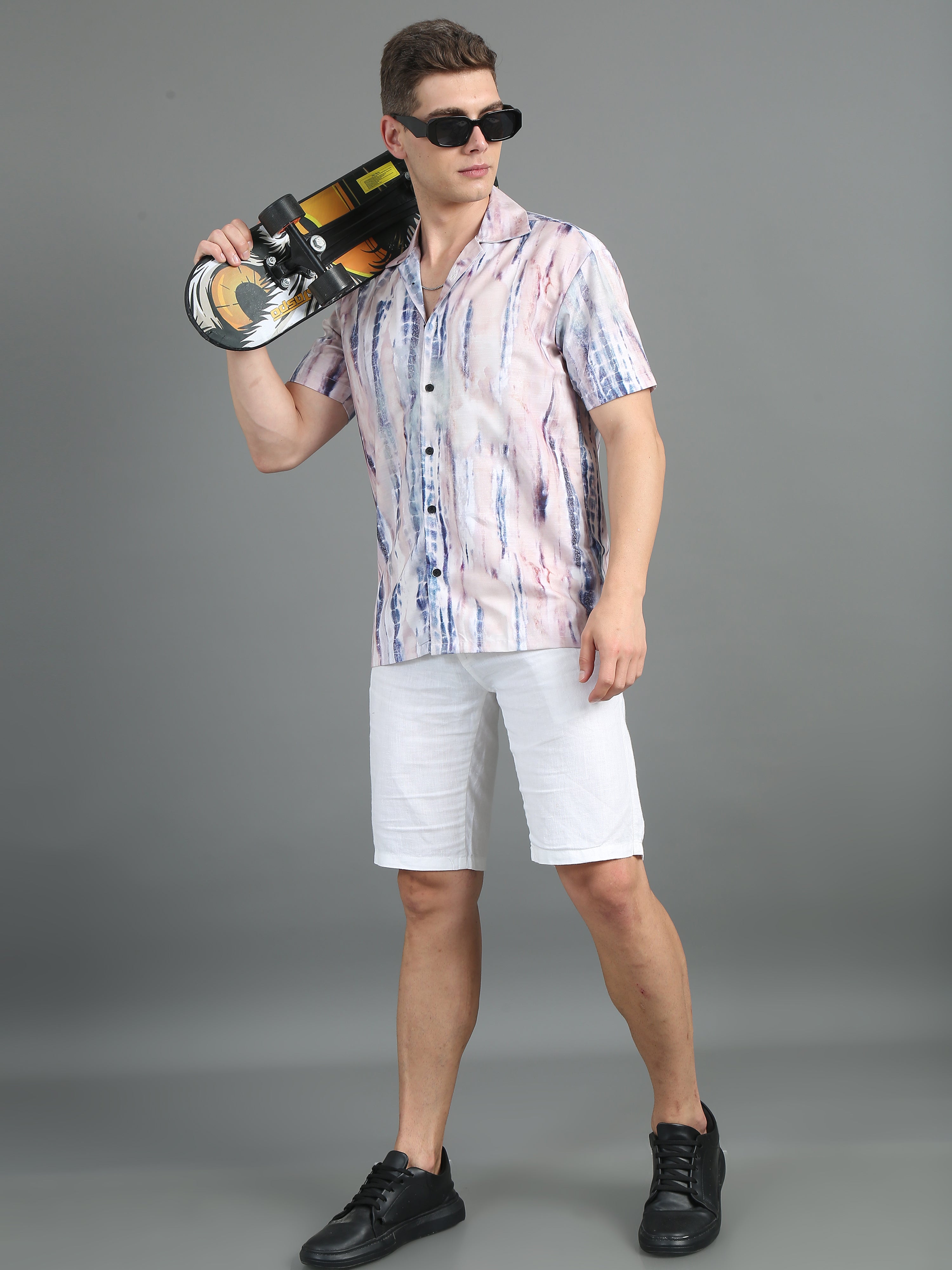 Men Splash Peach Print Shirt