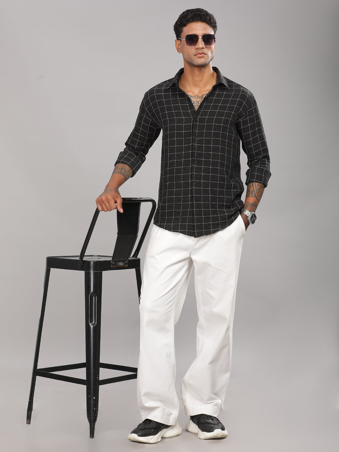 Men Linovite Checks Green Shirt