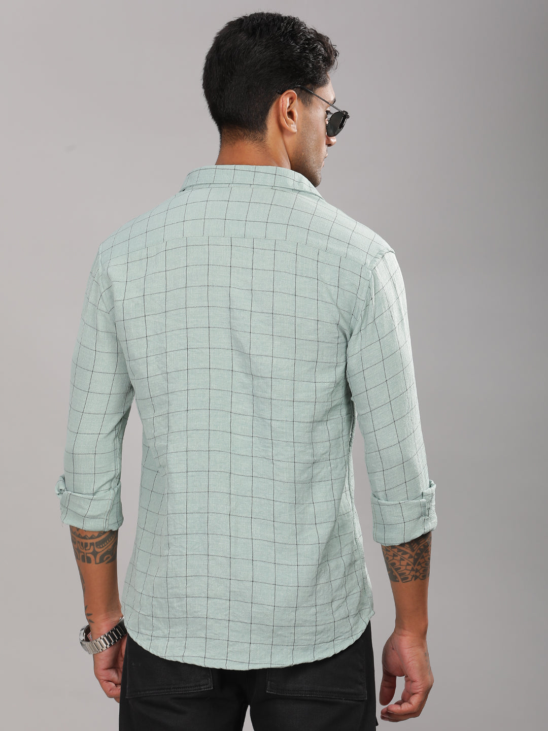 Men Linovite Checks Green Shirt