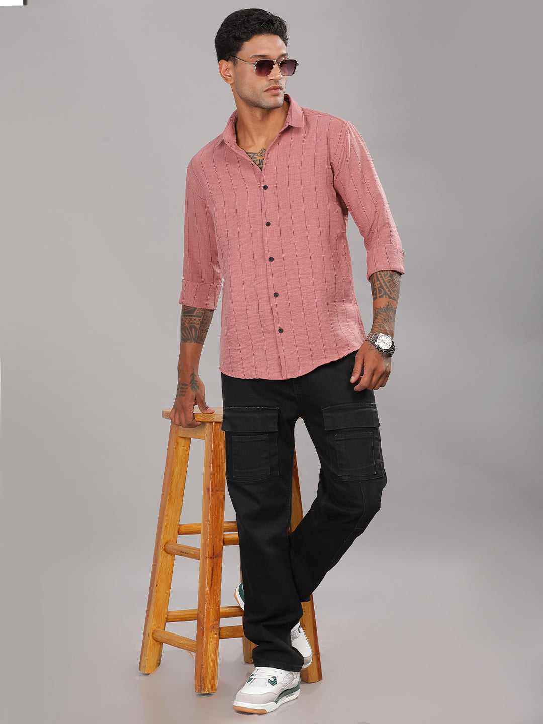 Men Ash Grey Aslant Cargo Pant