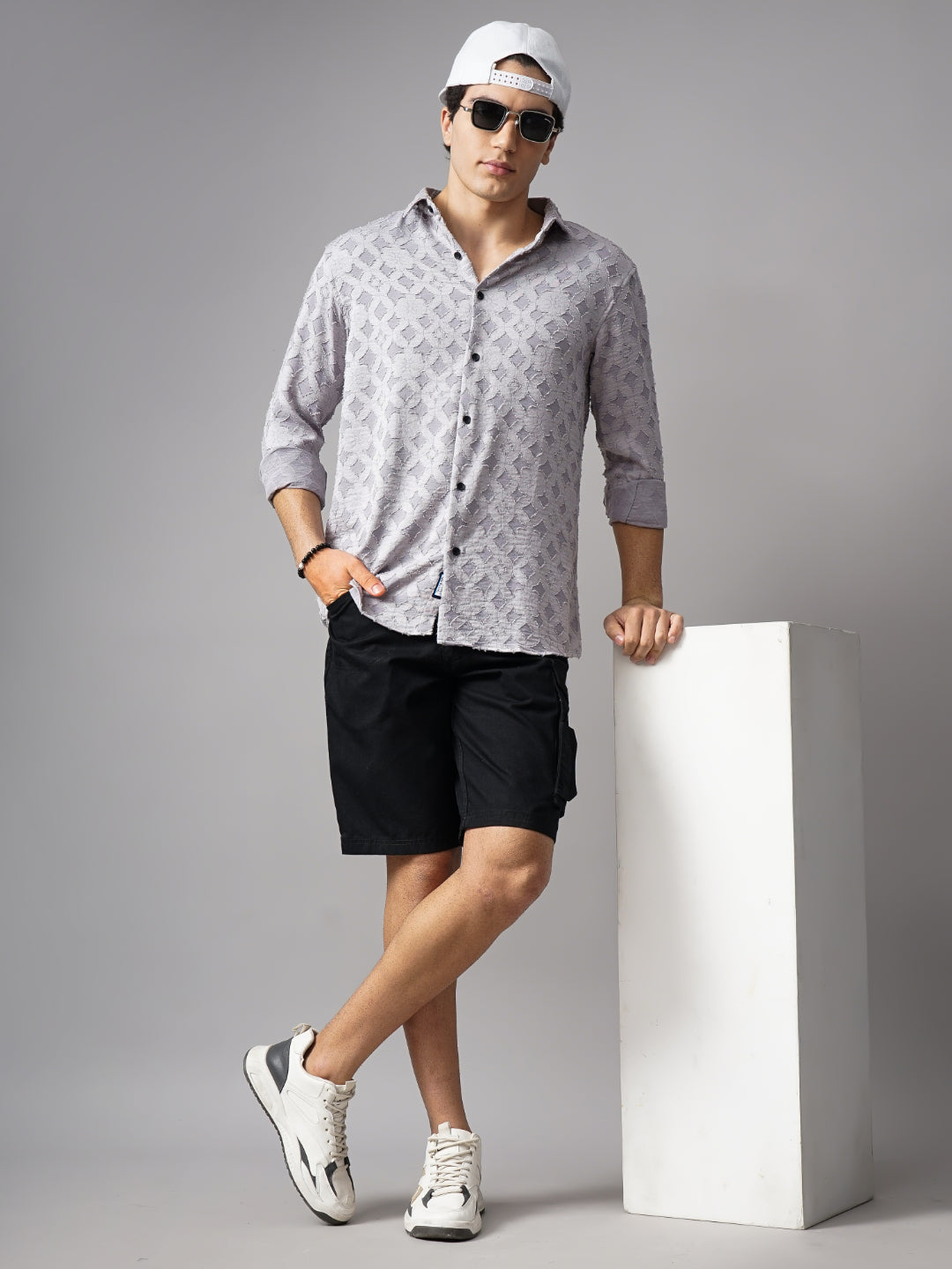 Men Furano Grey Self-Design Shirt